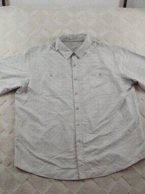 Orvis Tech Shirt Mens 2XL Gray Button Up Short Sleeve Outdoors Casual Preppy